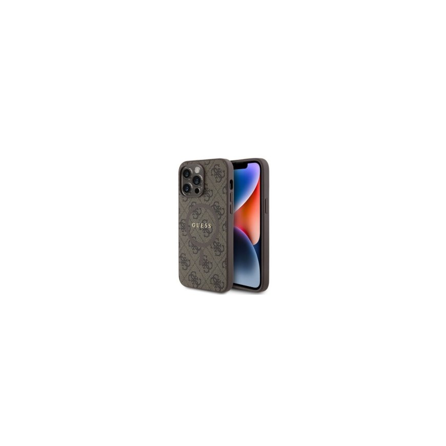 Guess PU Leather 4G Triangle Metal Logo Case for iPhone 15 White – 2