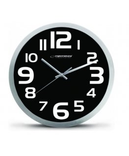 Esperanza EHC013K Wall Clock - Zurich - Black Kvartskell Ovaalne Must, Valge
