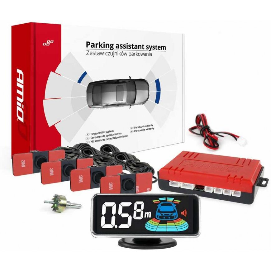 Reverse parking sensors, internal black LED 3D amio-03190