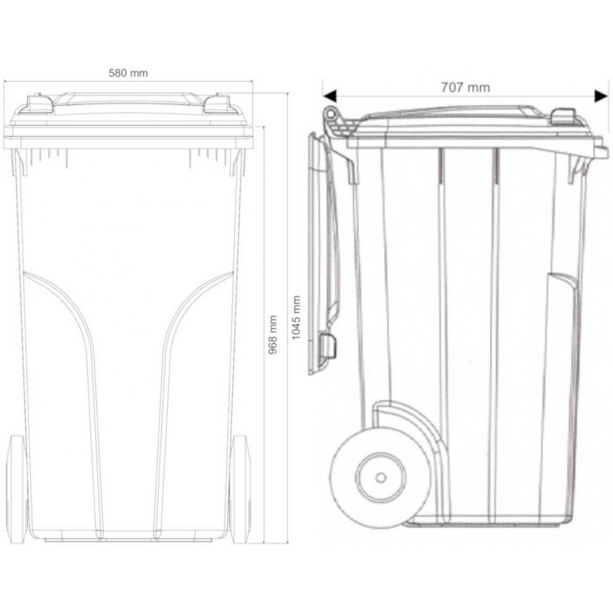 Box container for BIO waste and food waste CERTIFICATES Europlast Austria - brown 240L – 3