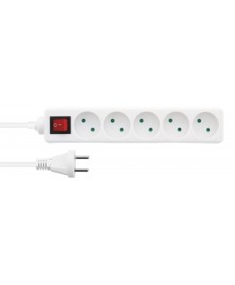 Deltaco 5-socket extension cord NORDIC QUALITY with switch (D), 3m / 322127
