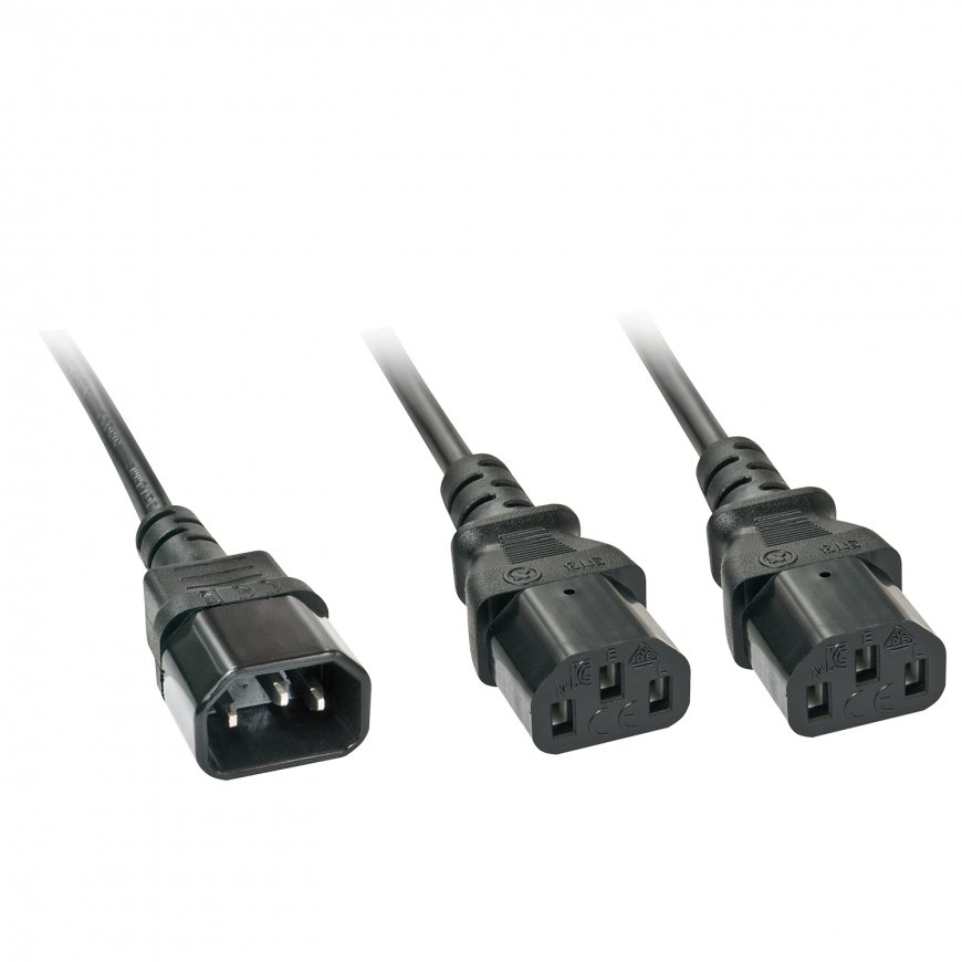 Lindy 30039 кабель питания Черный 2 m Разъем C14 2 x разъем C13