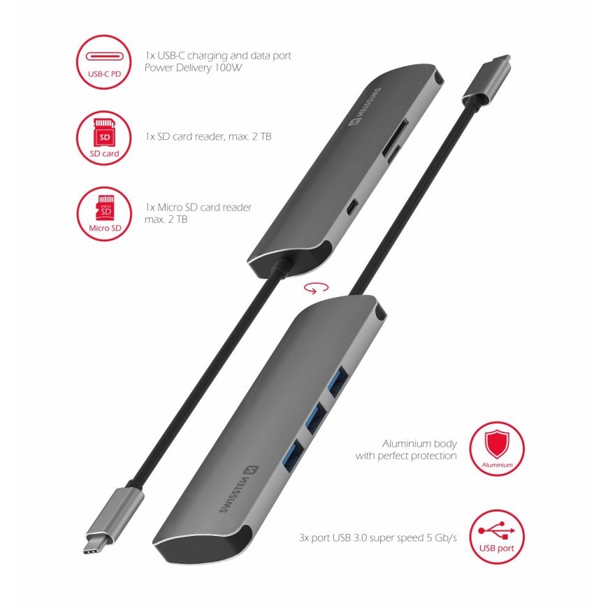 Swissten USB jagaja Swissten USB-C Hub