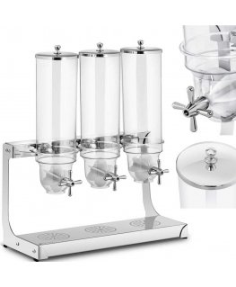 Royal Catering Saldainių ryžių dribsnių dozatorius, skaidrus, trigubas, 10,5 l