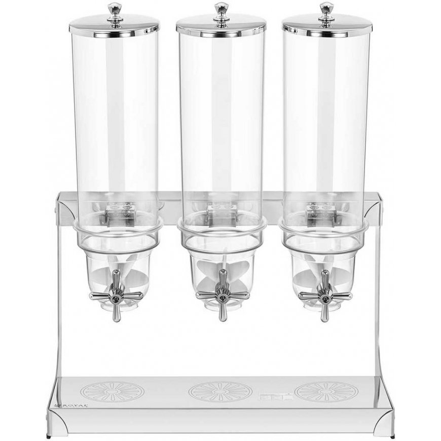 Royal Catering Candy rice cereal dispenser, clear, triple, 10.5 l – 5