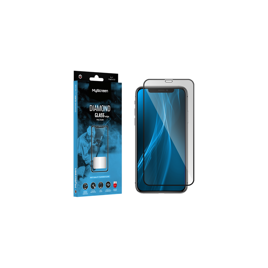 MyScreen DIAMOND GLASS LITE edge FULL GLUE juodas apsauginis stiklas Apple iPhone XR/11 – 3