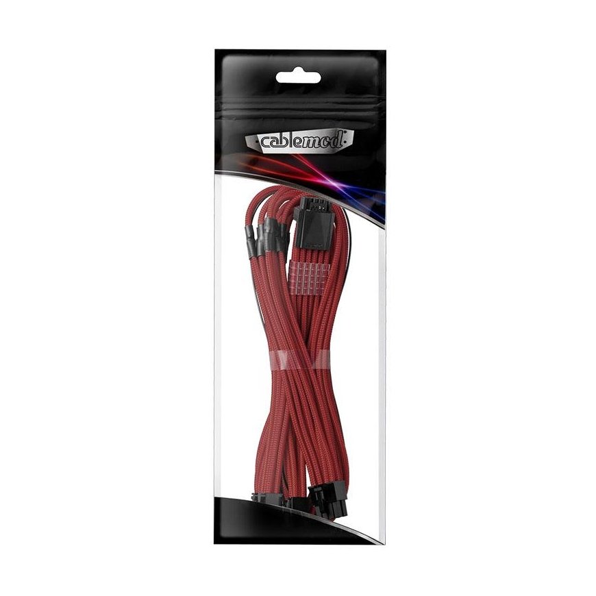 CableMod C-Series PRO ModMesh 12VHPWR to 3x PCI-e cables for Corsair - 60cm, dark red – 3