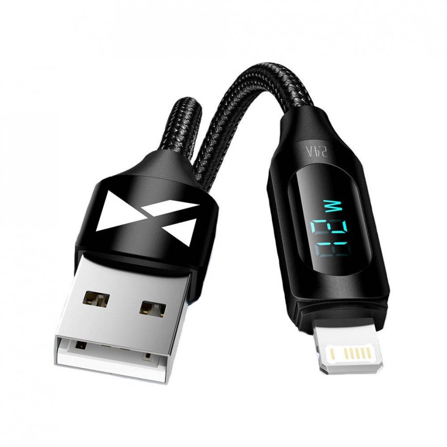 USB-A Cable - Lightning Wozinsky WUALC2 with LED Display 2.4A 2m