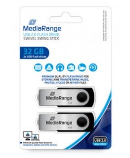 MediaRange MR911-2 USB atmintukas 32 GB USB A tipo 2.0 Juoda, Sidabras