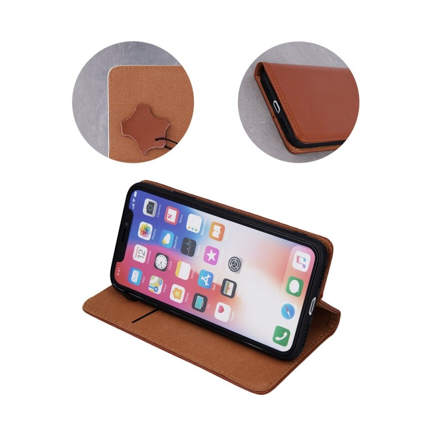 Fusion Genuine Leather Book case for Xiaomi Redmi 12C brown – 2