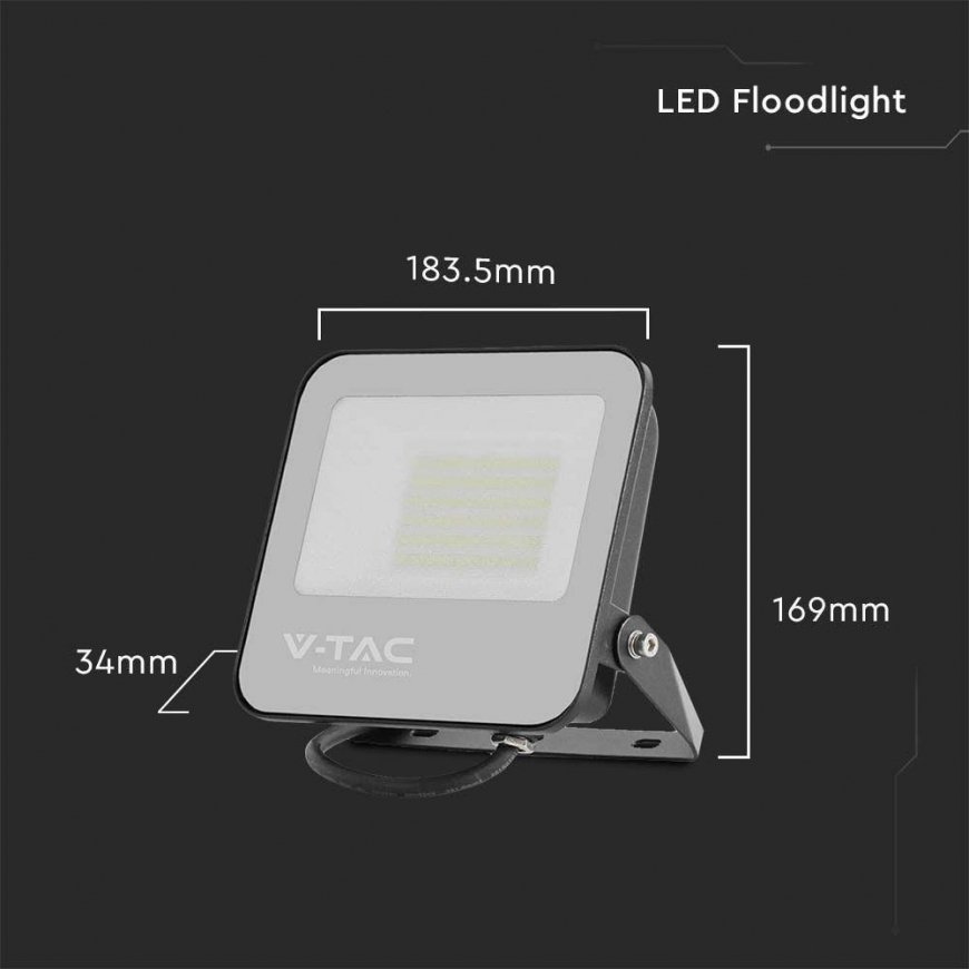 Projektors LED V-TAC 50W 185Lm/W VT-4456 6500K 9250lm – 3