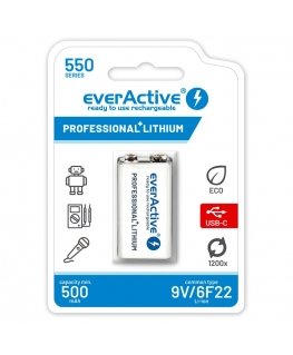 6F22/9V LI-ION BATTERY 550 mAh USB-B