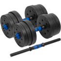 Reguliuojami bituminiai hanteliai su jungtimi 2x10kg, REBEL ACTIVE