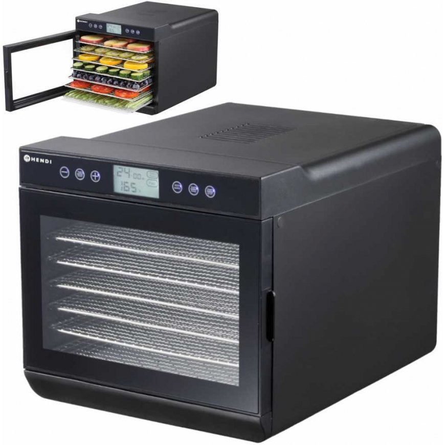 Maisto džiovintuvas daržovėms, vaisiams, grybams, žolelėms, žuviai, 7 lentynos 500 W 230 V - Hendi 229064