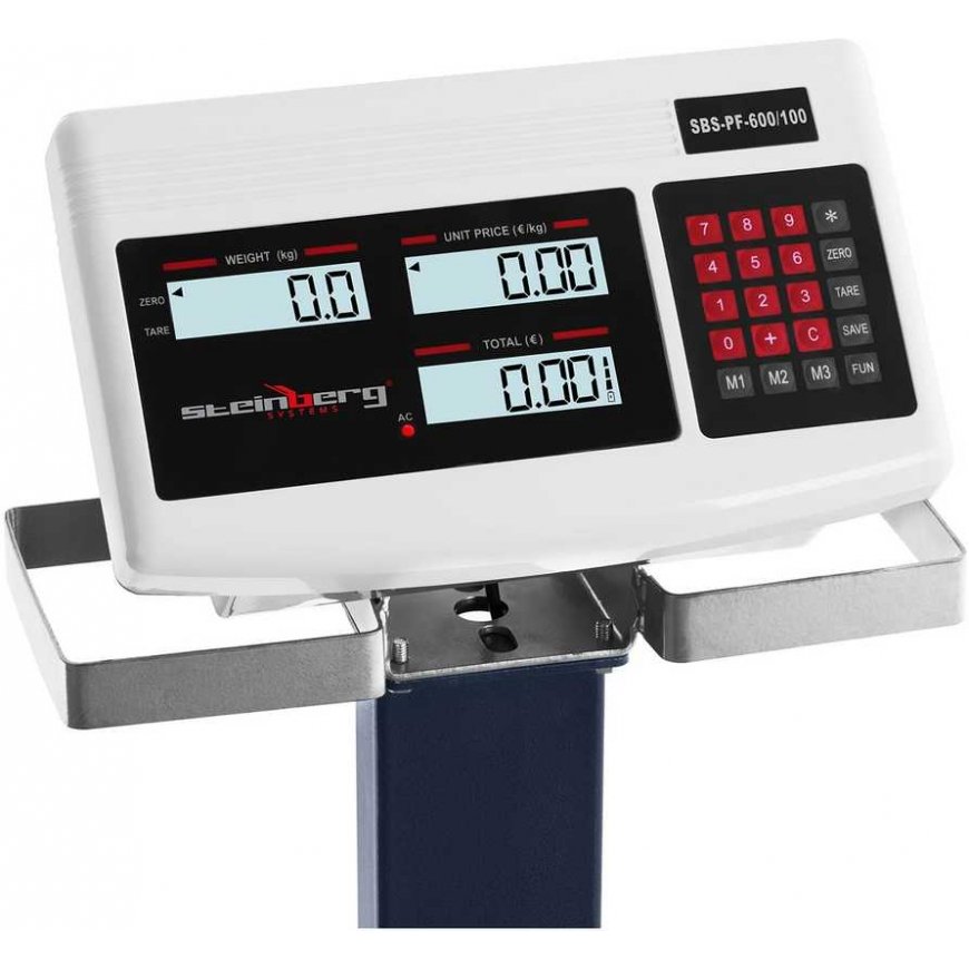 Virtuvinės svarstyklės Steinberg Systems Sandėlio platforminės svarstyklės su ratukais SBS-PF-600/100 LCD iki 600kg – 3