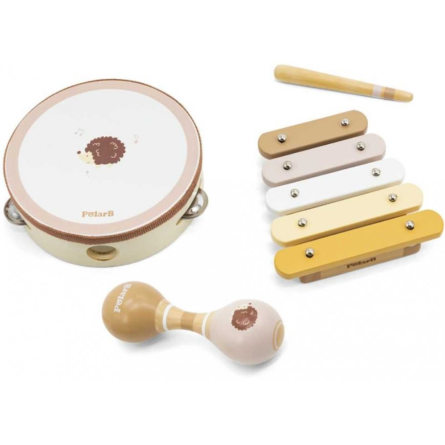 Viga Toys VIGA PolarB muzikinis rinkinys Hedgehog Tambourine Maracas Xylophone