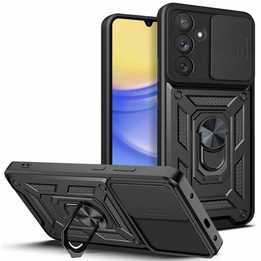 Mobiili tagakaas Tech-Protect Galaxy A15 4G/5G Camshield Pro, must