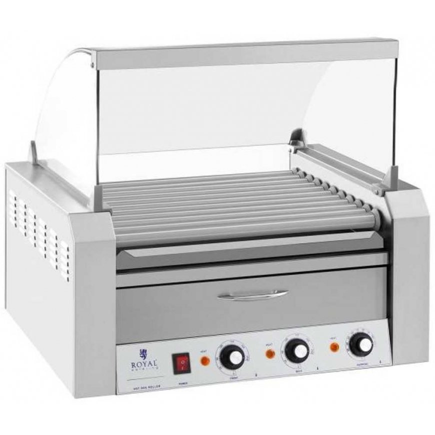 Roller roll grill with lid and heating drawer for buns 20 HotDog sausages 2600W 230V Royal Catering – 4