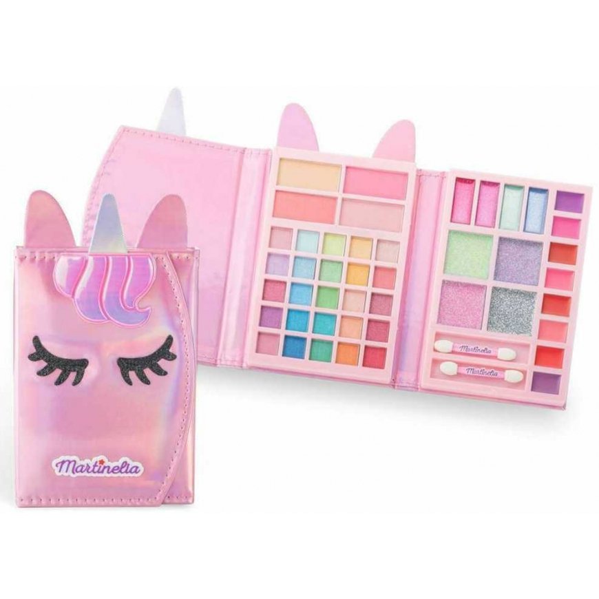 Aquarius MARTINELIA Little Unicorn kosmetikos rinkinys Travel Wallet, 25 akių šešėliai, 4 skaistalai, 8 blizgantys kremai, 8 lūp – 2