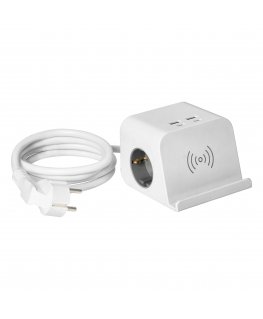 Ornos Desktop power strip, USB charger, screw clamp and 1.4 m cable, 2x2P+E (Schuko), 4xUSB, white
