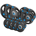 Set of rubberized cast iron weights 30kg (8x1.25kg + 4x2.5kg + 2x5kg), Olympic opening 51mm, REBEL ACTIVE