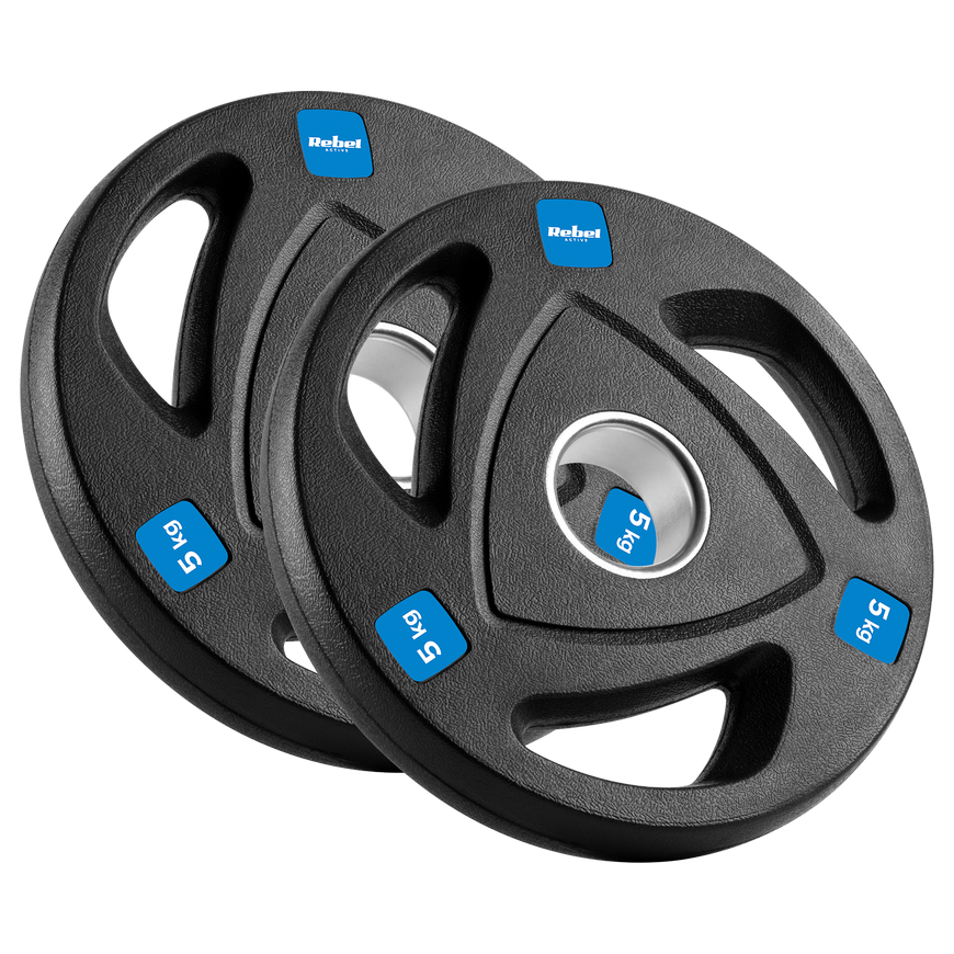 Set of rubberized cast iron weights 30kg (8x1.25kg + 4x2.5kg + 2x5kg), Olympic opening 51mm, REBEL ACTIVE – 3