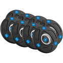 Set of rubberized cast iron weights 30kg (8x1.25kg + 4x2.5kg + 2x5kg), Olympic opening 51mm, REBEL ACTIVE