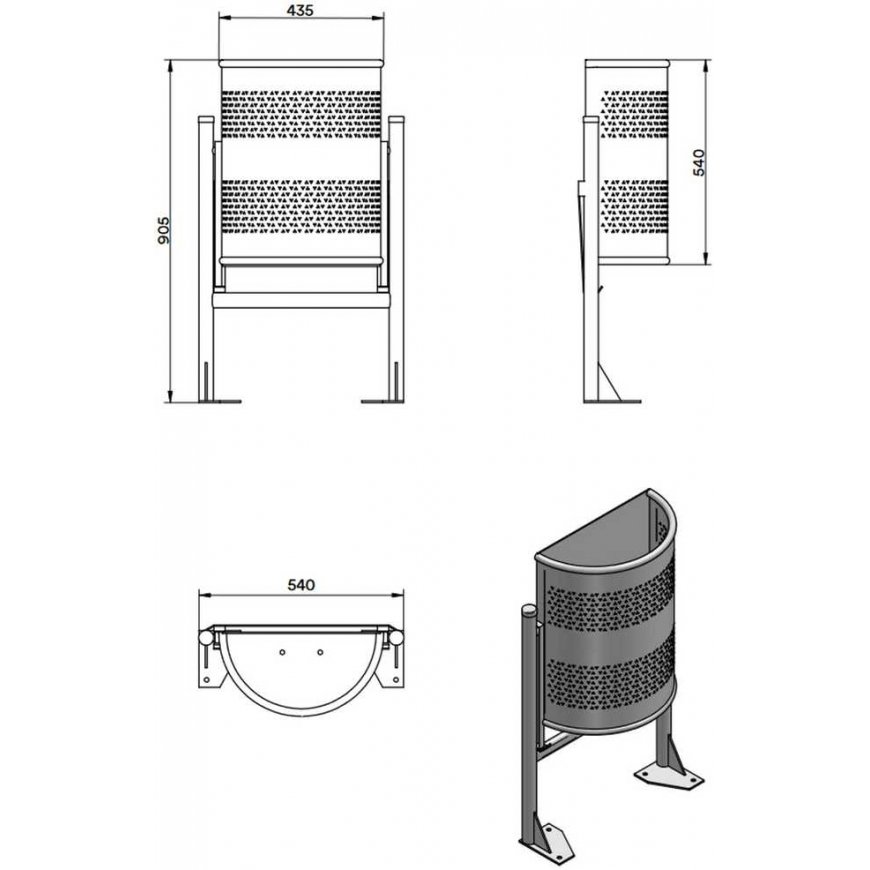MEVA Pusapvalė, hanging city street trash can, gray, 30L – 2