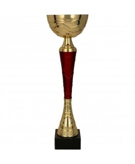 Detail Gold and burgundy metal cup