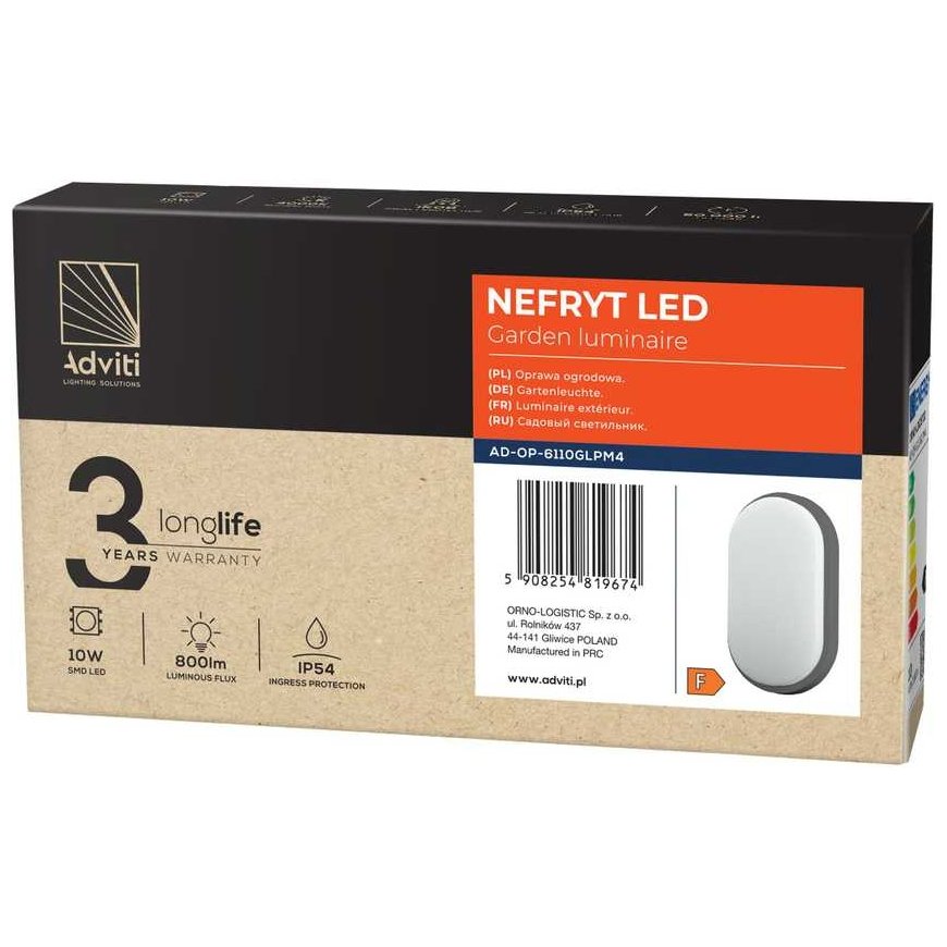 Wall lamp Orno NEFRYT LED 10W, garden lamp, 800lm, IP54, 4000K, gray – 2