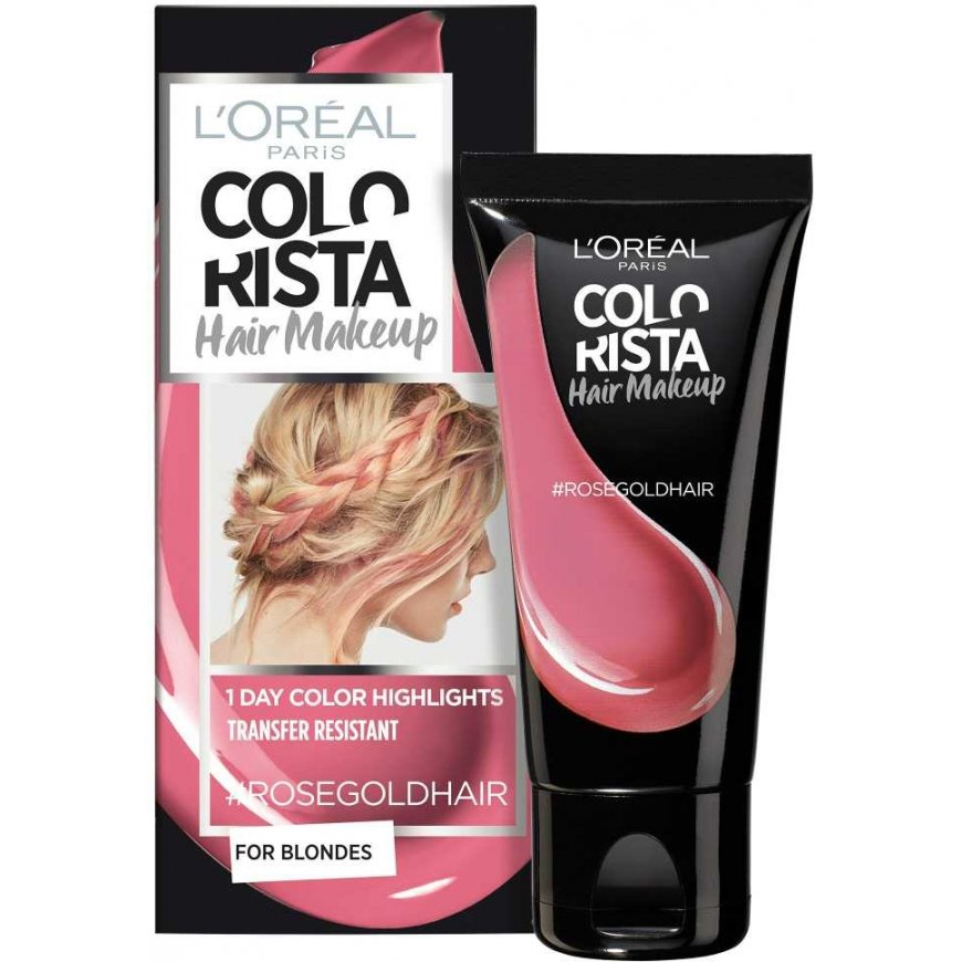 Loreal L'Oreal Paris, Colorista plaukų makiažas, pusiau ilgalaikiai plaukų dažai, ROSEGOLDHAIR, 30 ml moterims