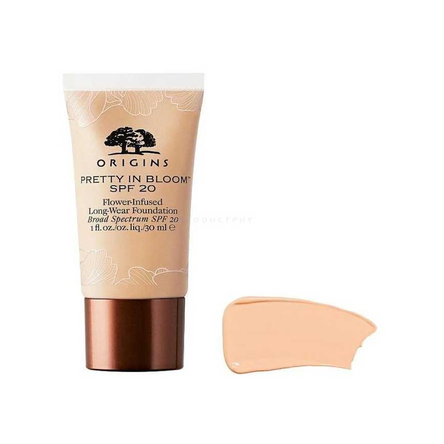 Origins Origins, Pretty In Bloom, ilgai nešiojamas, kreminis pagrindas, 540, vidutinio gilumo auksinis šiltas, SPF 20, 30 ml Mot