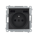 SIMON 54 MODULE BLACK SOCKET + 2X USB CHARGER SIMON 54 MODULE BLACK SOCKET + 2X USB CHARGER