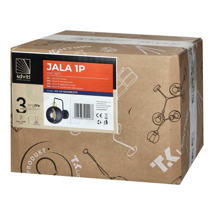 Orno JALA 1P, wall lamp, E27 max. 15W, black – 2