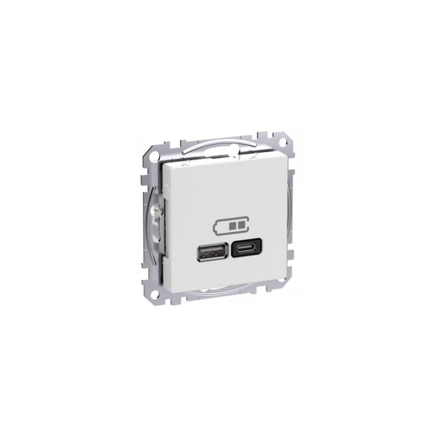 SCHNEIDER ELECTRIC EXXACT USB-A+C TELE OUTLET POWER DELIVERY Baltas