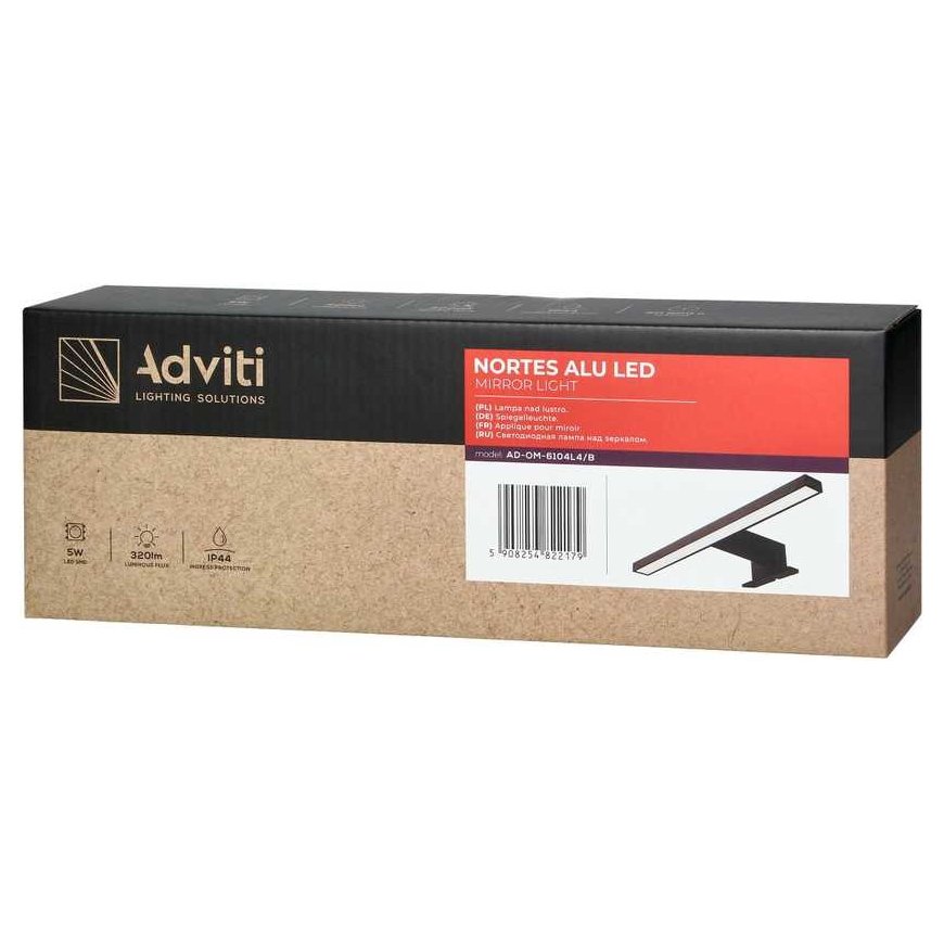 Sieninis šviestuvas Orno NORTES LED 5W, veidrodinė lempa, 320lm, 4000K, ilgis 30 cm, aliuminis, juoda – 2