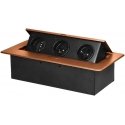 Furniture socket recessed in Ornos Tabletop with flat milled edge, 3x2P+Z, golden Furniture socket recessed in Ornos Tabletop with flat milled edge, 3x2P+Z, golden