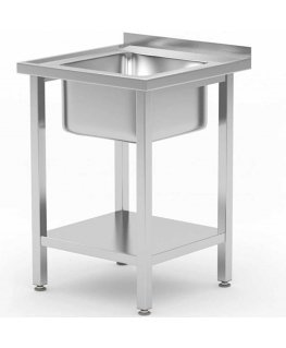 Vieno dubenėlio kriauklė su lentyna Budget Line STEEL 600 x 600 x 850 cm - Hendi 816806