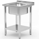 Single bowl sink with shelf Budget Line STEEL 600 x 600 x 850 cm - Hendi 816806 Single bowl sink with shelf Budget Line STEEL 600 x 600 x 850 cm - Hendi 816806