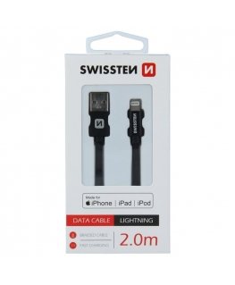 Swissten MFI Textile Fast Charge 3A Lightning Data and Charging Cable 2.0m