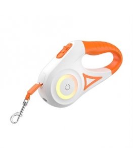 Rojeco Dog Automatic Leash LED 5 m (white and orange)