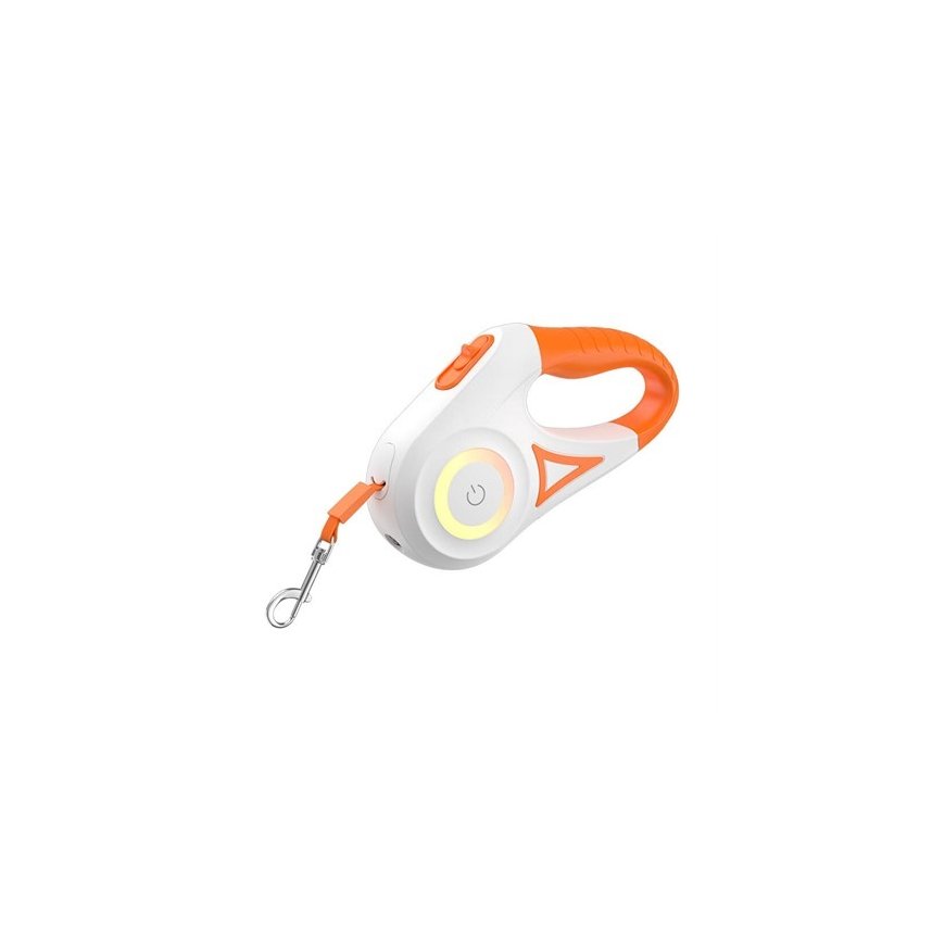 Rojeco Dog Automatic Leash LED 5 m (white and orange)