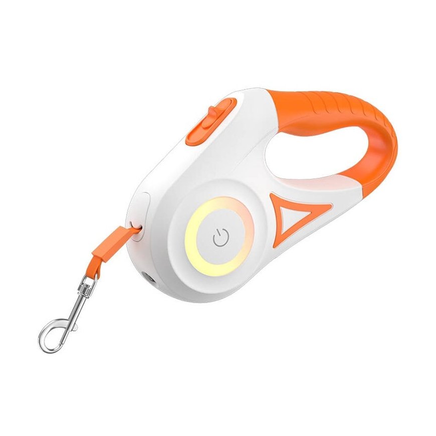 Rojeco Dog Automatic Leash LED 5 m (white and orange) – 2