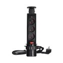 Orno Furniture socket ?6cm pulls out from above with lock and 1.8m cable, 3x2P+Z, black Orno Furniture socket ?6cm pulls out from above with lock and 1.8m cable, 3x2P+Z, black
