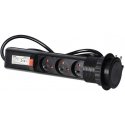 Orno Furniture socket ?6cm pulls out from above with lock and 1.8m cable, 3x2P+Z, black Orno Furniture socket ?6cm pulls out from above with lock and 1.8m cable, 3x2P+Z, black