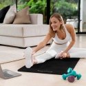 Gimnastikos kilimėlis jogai, pilatesui, fitnesui, 183x61cm, storis 6mm, TPE medžiaga, juoda, REBEL ACTIVE