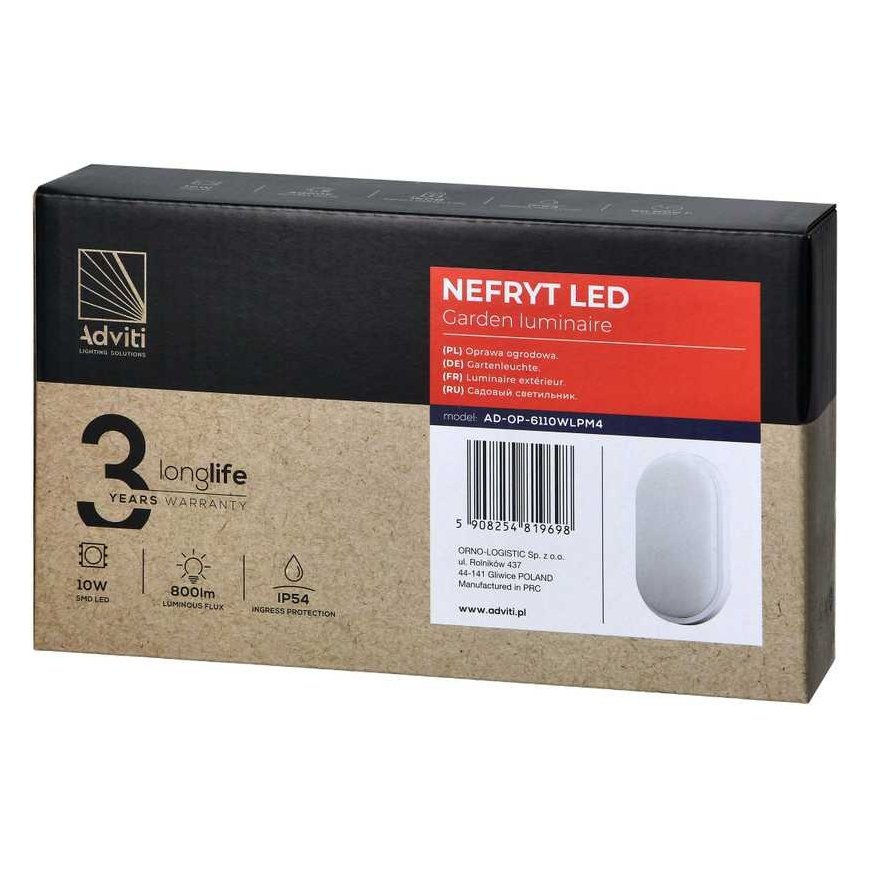 Sieninis šviestuvas Orno NEFRYT LED 10W, sodo šviestuvas, 800lm, IP54, 4000K, baltas – 2