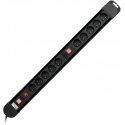 Orno Power strip, 10 sockets 2P+Z, cable 3x1.5mm2, length 1.5m, 2x illuminated double switch, thermal switch. 16A/230VAC, black Orno Power strip, 10 sockets 2P+Z, cable 3x1.5mm2, length 1.5m, 2x illuminated double switch, thermal switch. 16A/230VAC, black