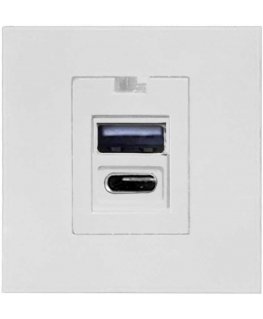 Orno NOEN USB x2 - Type A+C, dual modular port 45x45mm with USB charger, 2.1A 5VDC, white
