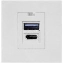 Orno NOEN USB x2 - Type A+C, dual modular port 45x45mm with USB charger, 2.1A 5VDC, white Orno NOEN USB x2 - Type A+C, dual modular port 45x45mm with USB charger, 2.1A 5VDC, white